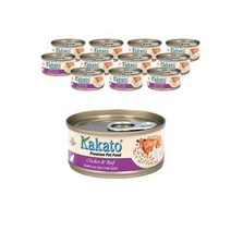 카카토 고양이 프리미엄 컴플리트 주식캔 치킨 앤 비프, 70g × 닭 × 12개