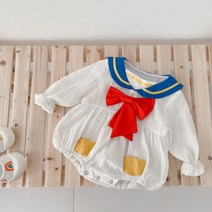 루라줌) 신생아 아기 유아 6개월 백일 돌아기 두돌 도날드 덕 탈부착 오리 마린 캐릭터 롬퍼 바디슈트 돌복 외출복 북유럽풍 봄 가을 돌선물 조카선물 백일선물 출산선물