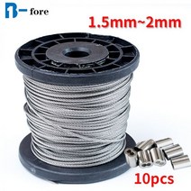 스텐난간대 스테인레스 스틸 로프 와이어 로프 케이블 소프트 낚시 리프팅 케이블 구조, 1.5mm 100M