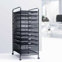 사무용 서랍장 책상 보조 수납장 이동식 보조서랍, (A4사이즈) 블랙 9단