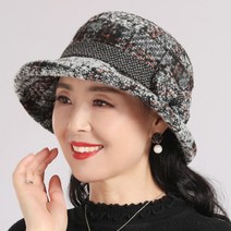 국민할매 겨울 중장년 엄마 할머니 체크 모직 벙거지 페도라 모자 [JGC-6]
