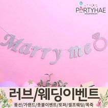 (주)파티해 러브이벤트 스몰웨딩 용품1 A~C - 프로포즈 브라이덜샤워 결혼 기념일 여자친구 홈파티 세트 은박풍선 가랜드 촛불 티라이트 캔들, C02.글리터메리미가랜드-실버