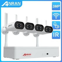 가정용CCTV 실외용 초고화질 CCTV ANRAN 비디오 키트 무선 보안 카메라 세트 8CH NVR 적외선 야간 투시경 야외 와이파이 감시 시스템 5MP, 10.2T - 3MP 4 Cameras
