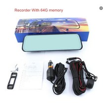 룸밀러블랙박스 스마트 연동 wifi 룸미러 1채널 블랙박스 10 인치 차량용 dvr 대시 캠 hd 1080p 듀얼 렌즈 터치 스크린 자동 백미러 대시 스트림 미디어 170 °, 64g 메모리 레코더