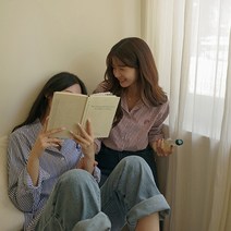 다링 구김적은 자수 스트라이프셔츠