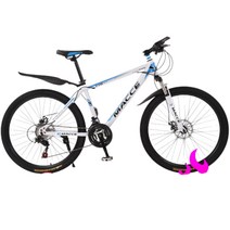입문용 자전거 mtb 29인치 30인치 광폭 엠티비 바퀴큰 산악용, 27단 + 26인치cm, K.케이-스포크 휠-흰색 파란색