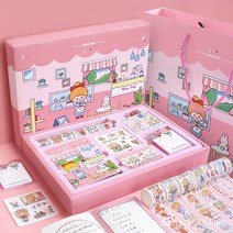[다꾸라지] 다꾸세트 다꾸 스티커 다이어리 꾸미기 스티커 초등학생 여자 아이 선물, 퍼플-꼬마마녀+쇼핑백