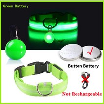 강아지 리드줄 목줄 충전 목걸이 펜던트 분리형 밝은 고양이 밤, 38.Green Button Battery - S Ne