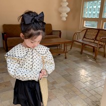 유아동 여아 스몰 도트 블라우스 (90cm-140cm) 유아복 아동복 초등학생 티셔츠