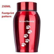 반려동물유골함 250ML 골드/실버 스테인레스 스틸 항아리 애완견 고양이 새 햄스터 화장 재 기념품 관 동물, 01 Red Footprint