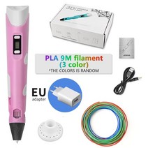 3d 프린터 1 set pen lcd screen diy printing pen 200m pla filament creative toy gift for, 플랫 필라멘트, 분홍색 9m i-플러그