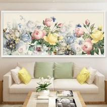 실십자수 도안 세트 꽃 풍경 큰 대형 명화 명작 패키지, 실크실 3 가닥 자수 120x50 cm