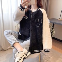 여성 겨울 데일리 뽀글이 스타일 양털 야구 점퍼 하늘비즈 C10 F608G987