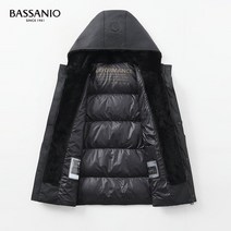 Bassanio 2022년 새로운 스타일 맨 울 스킨 겨울 코트 화이트 구스다운 90% 겨울 코트