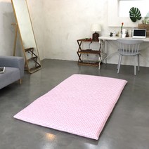 양면누빔 바닥에 까는 3단 접이식 체크 요매트(매트커버+매트솜 포함) S/SS/Q 자체제작, 핑크