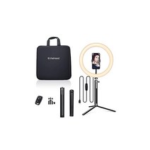 Elitehood LED 링 라이트 삼각대 거치대 & 전화 홀더 포함 조광 가능한 책상 메이크업 셀카 라이브 스트리밍 유튜브 비디오 사진 등에 무선 리모트 캐리어 백, 상세페이지 참조