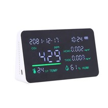 미세먼지측정기 CO-CO2 HCHO TVOC 탐지기 지능형 이산화탄소 측정기 대기 질 모니터 가스 감지기 정확한, 프랑스, WHITE