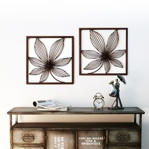 루미아 알베로 빈티지 철제 벽장식 2종 세트, 초코브라운