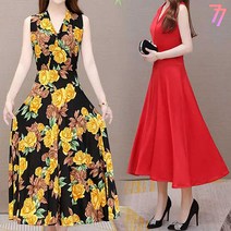 77우먼스 여성 정원나시원피스 13컬러 빅사이즈 마릴린먼로 드레스 신축성 예쁜 롱원피스 데일리룩 코디 정원 나시 원피스 이월 이월상품 [리현커머스]