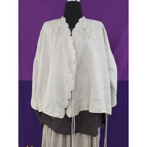 린넨 포도자수 로브 가디건