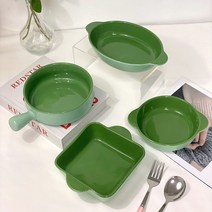 예쁜 볼 파스타 종지 시리얼 스프 리조또 북유럽 풍 도자기 접시 식판 오븐 가정용 식기 불판 구이 그릇, 07 더블 그린4세트