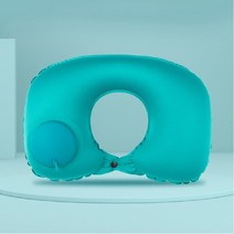 살림앤 여행용 기내용 휴대용 에어펌핑 자충전 목베개, 블루