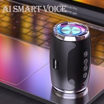 AI스피커 인공지능 스피커 AI 인텔리전스 블루투스 스피커 무선 베이스 컬럼 방수 아웃도어 USB AUX TF 서, 01 AI Black_01 플레이어 세트