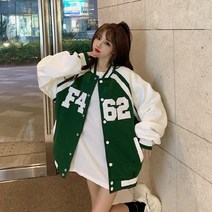 여자 봄 야구복 간절기아우터 캐주얼 베이스볼 유니폼 재킷 야구점퍼 곰돌이 자수 루즈핏 남녀 커플