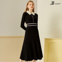JJ지고트 펄장식 배색 칼라 니트 원피스 GN2P1OP23