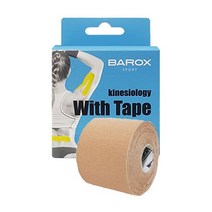 바록스 스포츠 테이핑 위드테이프 5cm x 5m 베이지 테이핑요법 근육테이프 무릎 어깨 손목 발목, 베이지로고