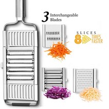 Shredder Cutter Stainless Steel Portable Manual Vegetable Slicer Easy Clean Grater With Handle M, 하나, 3 in 1