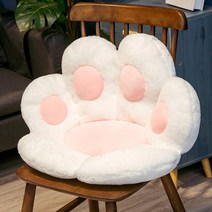 다소미얼 컴퓨터 책상 고양이 발바닥 모양 캐릭터 의자 등받이 방석 쿠션 매트, 70x60cm + 화이트