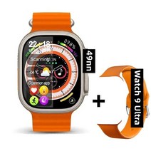 혈당측정 스마트워치 손목시계 남녀공용 GPS 울트라 9 블루투스 NFC 나침반 경로 Ip68 U9 49mm, 17.Orange - With Original Box