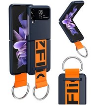 미국발송 NIFFPD 삼성 갤럭시 Z 플립 4 케이스 나일론 스트랩 금속 링 안전한 휴대용 편안한 터치 폰 커버 삼성 Z 플립 4 5G 6.7인치용 (네이비 블루)
