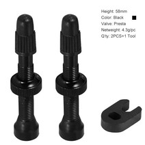 산악 자전거 튜브리스 밸브 도로 합금 구리 고무 코어 솔리드 컬러 진공 노즐 타이어 액세서리 사이클 용품, 블랙 58mm