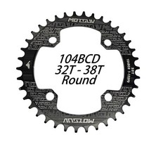 자전거 크랭크암 MOTSUV 104BCD 라운드 좁은 와이드 체인 링 MTB 산악 자전거 32T 34T 36T 38T 크랭크 셋 치아 플레이트 부품 104 BCD, 01 Black_02 34T