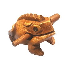 Wood Frog Guiro Rasp Wooden Handcraft Musical Instrument Tone Block World Percussion USA Medium 4 In, 1