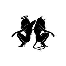 자동차포인트 00061천사악마 튜닝스티커(L), 옐로우