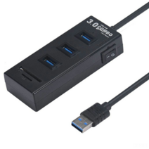 DFMEI 3 포트 USB 3.0 SD TF 카드 리더 3+2 컴퓨터 허브 콤보와 허브, 검은 색