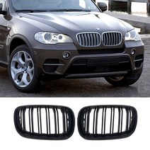 BMW X5 X6 두줄 M 퍼포먼스 그릴 E70 X5 E71 X6 전용 수전사 카본 유광 블랙 00162, 1번 올블랙 2p