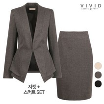 비비드시크릿가너 VIVID SET 여성 세라 노카라 정장자켓+정장스커트 세트