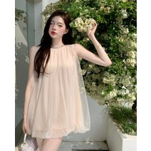 새로운 민소매 조끼 오프 숄더 메시 우아한 드레스 불멸의 아름다운 작은 페티스커트 2022 여름