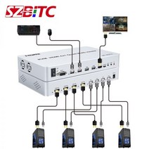 SZBITC KVM 스위더 HDMI 4x1 쿼드 멀티 뷰어 USB 키보드 마우스 IR 제어 컴퓨터 PC PS4 노트북용 4 in 1 out 4K60Hz, AU Plug_15m