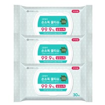 유한킴벌리 손소독물티슈 캡형30매x3팩 항균99.9%, 유한킴벌리 손소독물티슈 캡형30