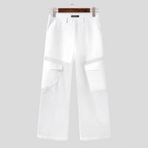 남성멜빵 INCERUN 남성용 메쉬 패치워크 버튼 바지