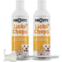 고양이영양제 개와 고양이용 Dinovite Lickochops 오메가-6 3가지 지방산 프로바이오틱스 및 비타민 E가 강화된 보충제 16oz펌프 포함