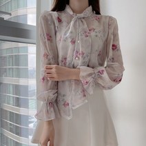 데일리 화이트 난방 흰 셔츠 흰남방 오피스룩 와이셔츠 귀여운 핑크 레트로 빈티지 프릴 나비 넥타이 리본 탑 Flhjlwoc 기본 작업 포멀 싱글 브레스트 버튼 솔리드