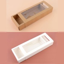 슬라이드 선물 박스 창문형 기프트 상자 투명창 싸바리 케이스 캔커피 포장 단상자 옷 수건 답례품 선물용, 기본, 화이트
