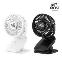 미니모스트 자동회전 유모차선풍기 클립형 탁상형 봉봉 BONBON-2, 클래식화이트