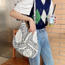 연예인 에코백 반다나 숄더백 가방 미니 예쁜 천가방 1-페이즐리-화이트 핸드메이드에코백 휴양지룩 반다나에코